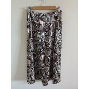 Aritzia Wilfred 100% Silk Slip Midi Skirt with Slit - Mixed Animal Print…